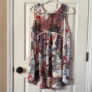 JODIFL Red and Yellow Floral Top Sz M